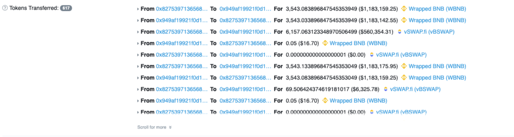 Screenshot of the transaction in which the third hacker stole the funds
