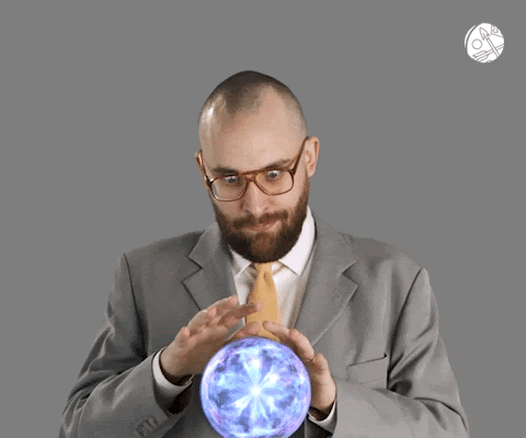 A man rubs his magic ball.