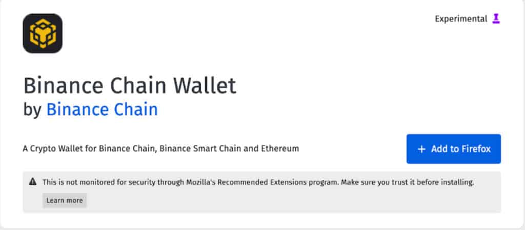 Binance Chain Wallet Firefox Extension.