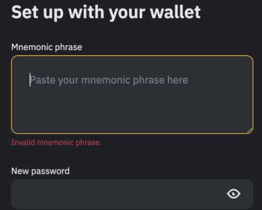 Set up with your wallet interface.