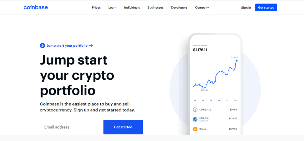 Coinbase page.
