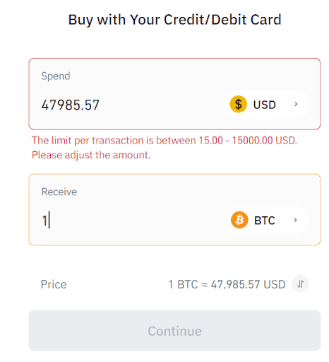 A screen interface that shows the amount of USD to every 1 BTC token. 