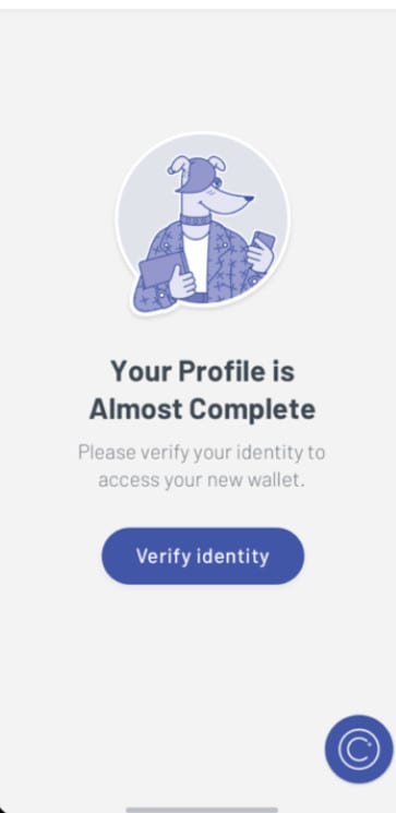 This shows that your profile is almost complete and a verify identity button is also present.
