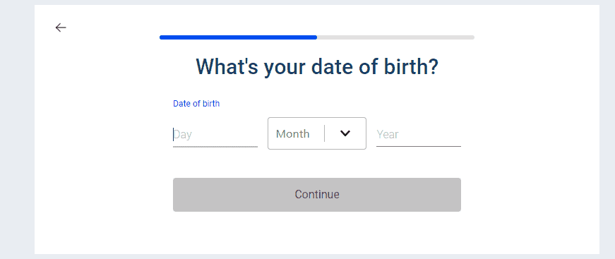 A display that lets you input your date of birth.
