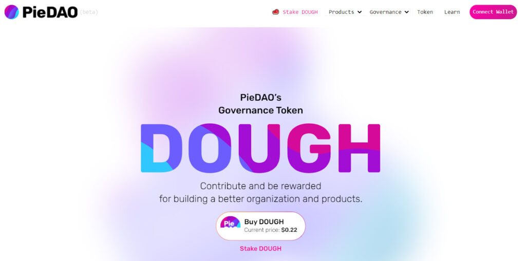 Homepage of PieDAO.